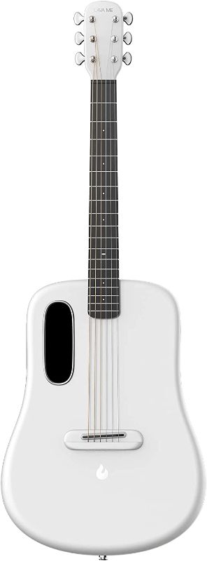 Photo 1 of LAVA Music ME 3 Smartguitar, Carbon Fiber 38 inch Acoustic Guitar (White) with Tuner, Suitable for Beginners, Bundle w/Space Bag, Charging Cable
