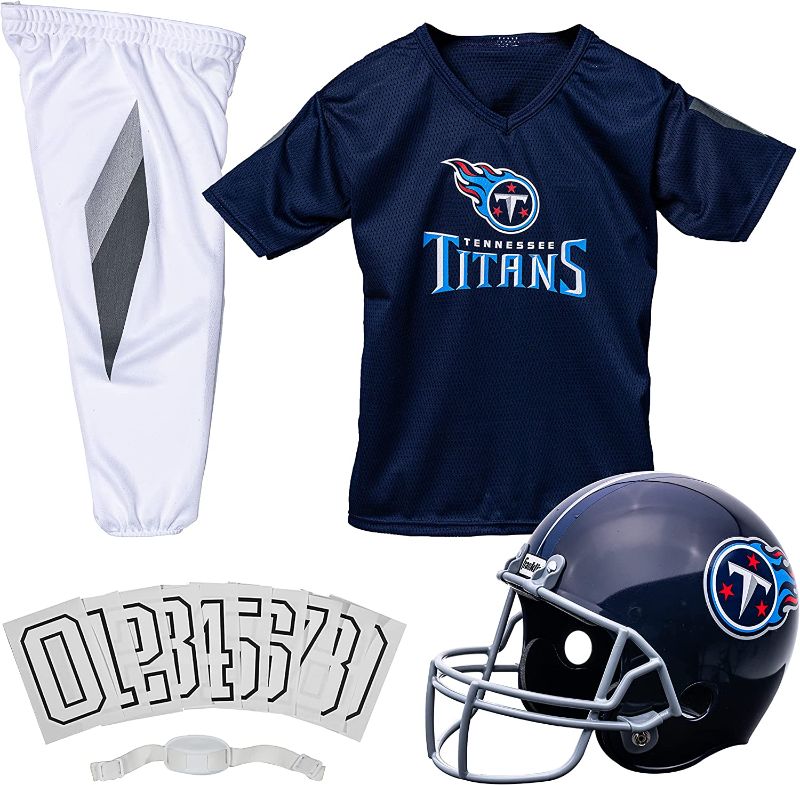 Photo 1 of Franklin Sports NFL Kids Football Uniform Set - NFL Youth Football Costume for Boys & Girls - Set Includes Helmet, Jersey & Pants (M)
