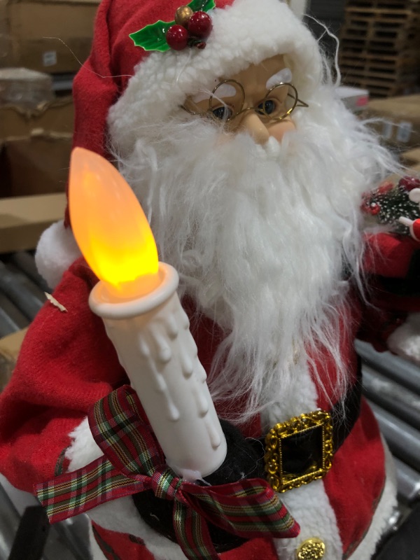 Photo 3 of 24-Inch Animated Santa Claus with Lighted Candle Musical Christmas Figure
