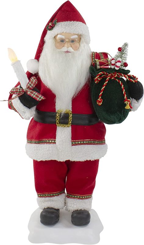 Photo 1 of 24-Inch Animated Santa Claus with Lighted Candle Musical Christmas Figure
