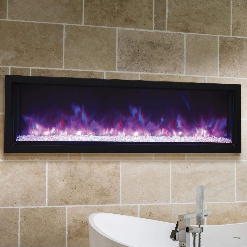 Photo 1 of Amantii 60in Extra Slim Indoor or Outdoor Electric Built-in only Electric Fireplace with Black Steel Surround