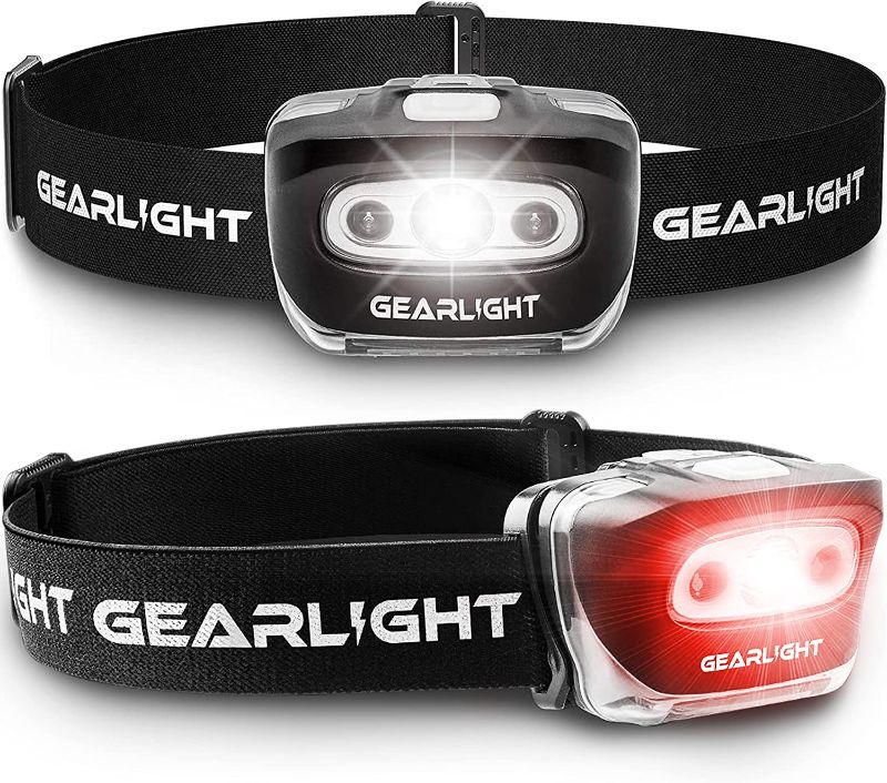 Photo 1 of GearLight Gifts for Men, Stocking Stuffer Headlamp Flashlight from LED 2pack Outdoor Flashlight Headlamps w/ Adjustable Headband for Adults and Kids - Hiking & Camping Gear Essentials 