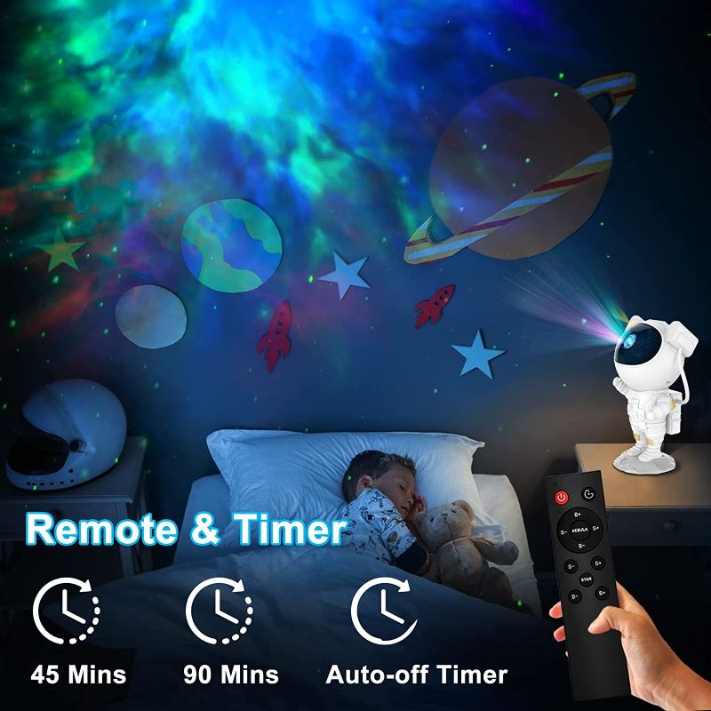 Photo 3 of Astro Alan Galaxy Projector, Astronaut Light Projector for Kids, Star Projector for Bedroom, Nebula Starry Lights with Remote/Timer, Christmas Gifts