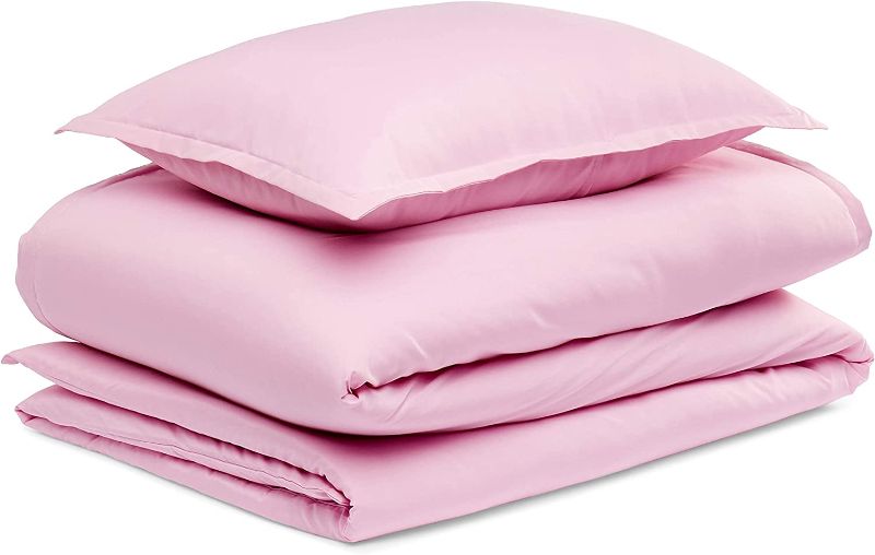 Photo 1 of Amazon Basics Soft, Easy Wash, Lightweight Microfiber Kids Duvet Cover Set (Duvet Insert Sold Separately) - Twin/TwinXL, Bubblegum Pink