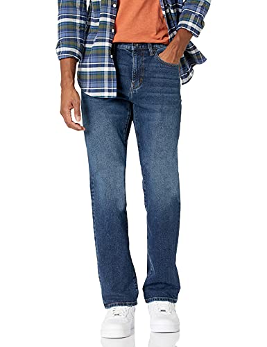 Photo 1 of Amazon Essentials Men's Slim-Fit Stretch Bootcut Jean, Medium Wash, 33W X 30L
