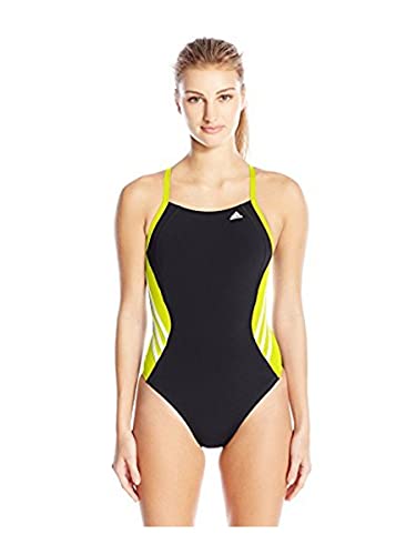 Photo 1 of Adidas Women's Solid Infinitex Splice Performance One Piece Swimsuit, Yellow, 26
