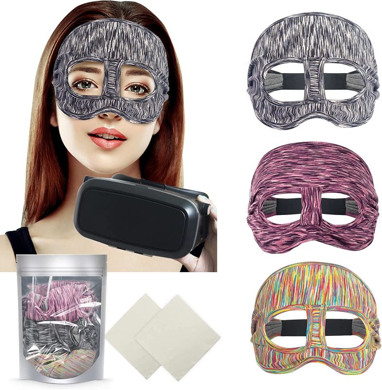 Photo 1 of 3 PCS VR Eye Mask Face Cushion Cover Pad VR Sweat Band and 2 PCS VR Goggles Lens Fiber Cleaning Cloth Compatible with VR Headsets Meta/Oculus Quest 2 Go HTC Vive PS VR Gear Accessories 