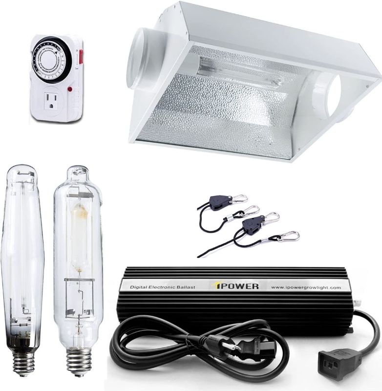 Photo 1 of iPower 1000 Watt HPS MH Digital Dimmable Grow Light System Kits Air Cooled Reflector Hood Set