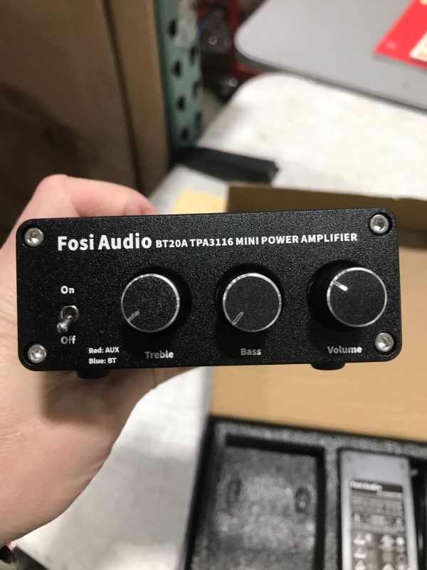 Photo 3 of Fosi Audio BT20A Bluetooth 5.0 Stereo Audio 2 Channel Amplifier Receiver Mini Hi-Fi Class D Integrated Amp 2.0 CH for Home Speakers 100W x 2 with Bass and Treble Control TPA3116 (with Power Supply)