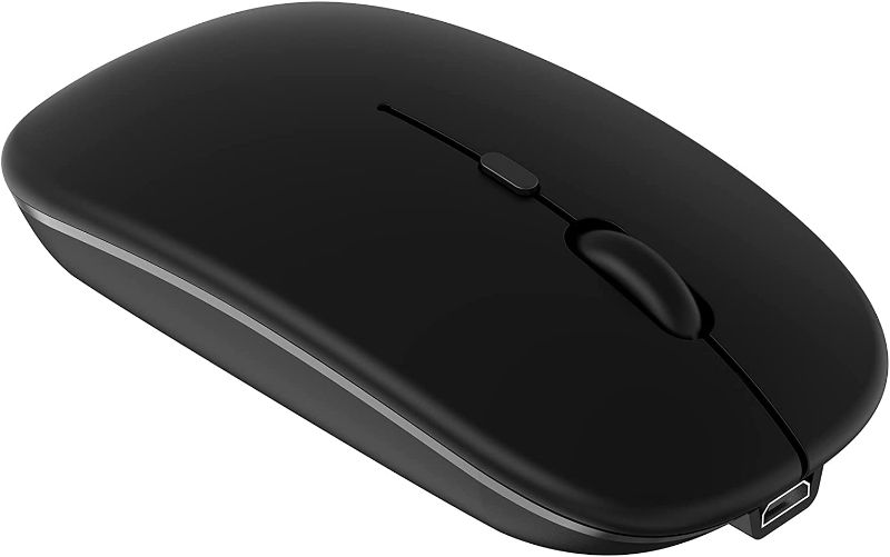 Photo 1 of Bluetooth Mouse, Rechargeable Computer Wireless Mouse for MacBook Pro/ MacBook Air Laptop Desktop PC Mac iMac iPad iPhone Tablet Cell Phone Windows Android Portable Silent 2.4G Cordless Mice (Black) 