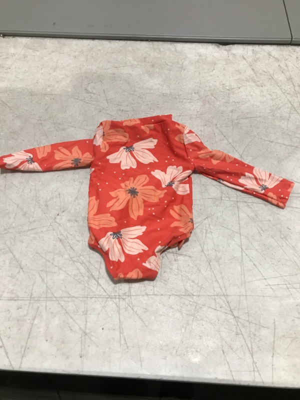 Photo 1 of 12M floral orange long sleeve one piece swimsuit