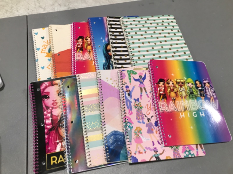 Photo 1 of 12 PACK Wide Ruled 1 Subject Spiral Notebook Rainbow High 2 - Innovative Designs!! COLORS VARY!! 
