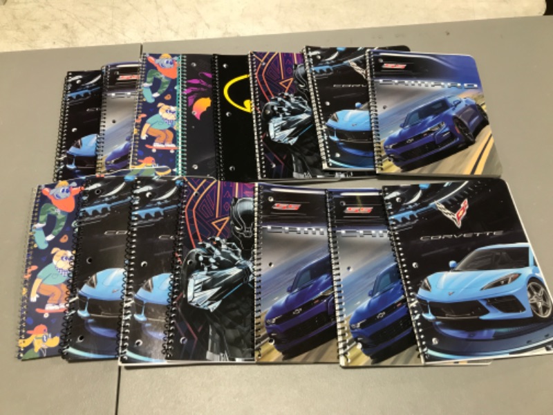 Photo 1 of 15 PACK Wide Ruled 1 Subject Spiral Notebook Corvette - Innovative Designs!! COLORS VARY!!! 
