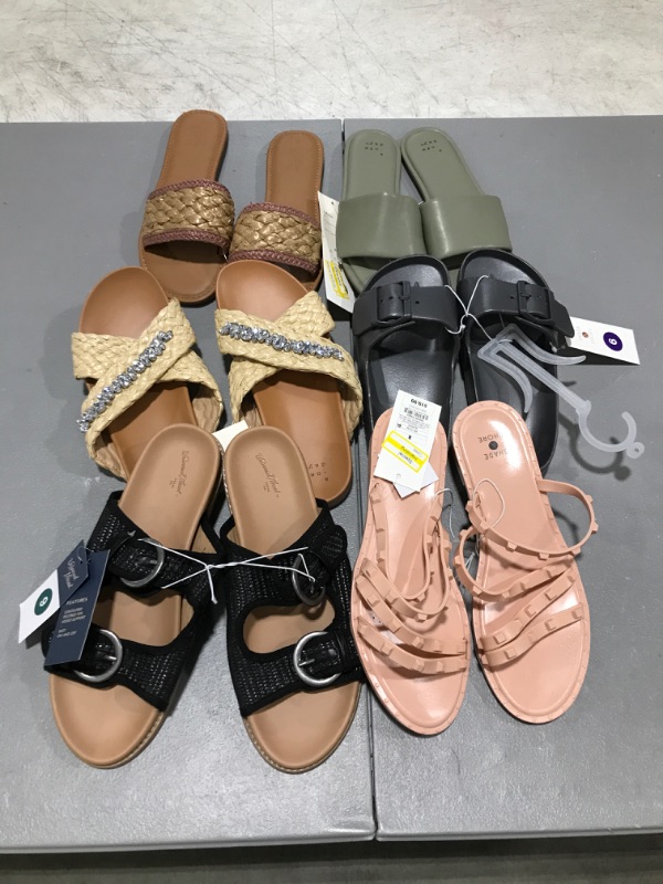 Photo 1 of 6 PAIRS OF WOMENS SANDALS- SIZES/ STYLES VARY!!!!