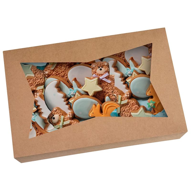 Photo 1 of 15-Pack Brown Pastry Bakery Box 12x8x3inch,Large Donuts,Muffins,Cookies Boxes with PVC Window - Auto-Pop up Nature Craft Paper Box Container,Pack of 15 (Brown, 15)
