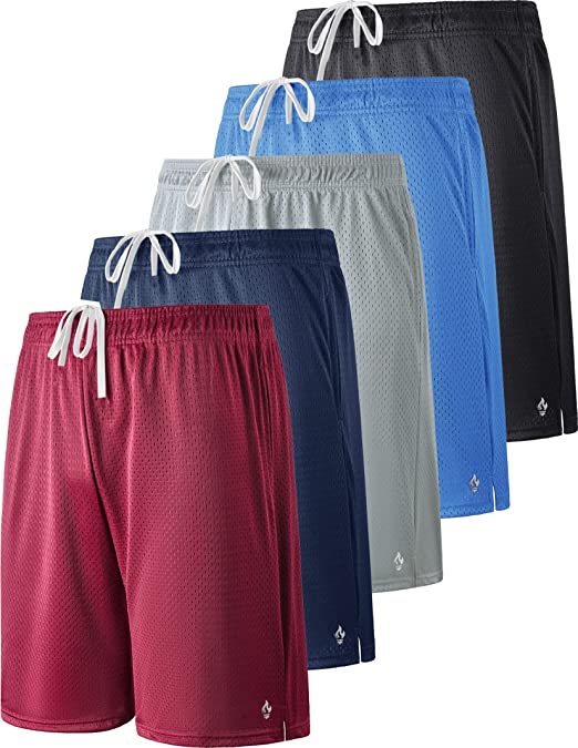 Photo 1 of -Youth Large-5 Pack Boys Athletic Shorts Mesh Basketball Youth Apparel Kids Sports Active Gear with Pockets