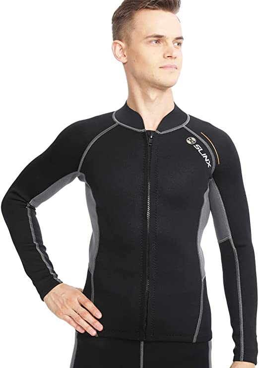 Photo 1 of 2XS- Wetsuit Top for Mens 2mm Neoprene Wetsuit Tops Front Zip Diving Shirt for Swimming Snorkeling Surfing Kayaking Scuba