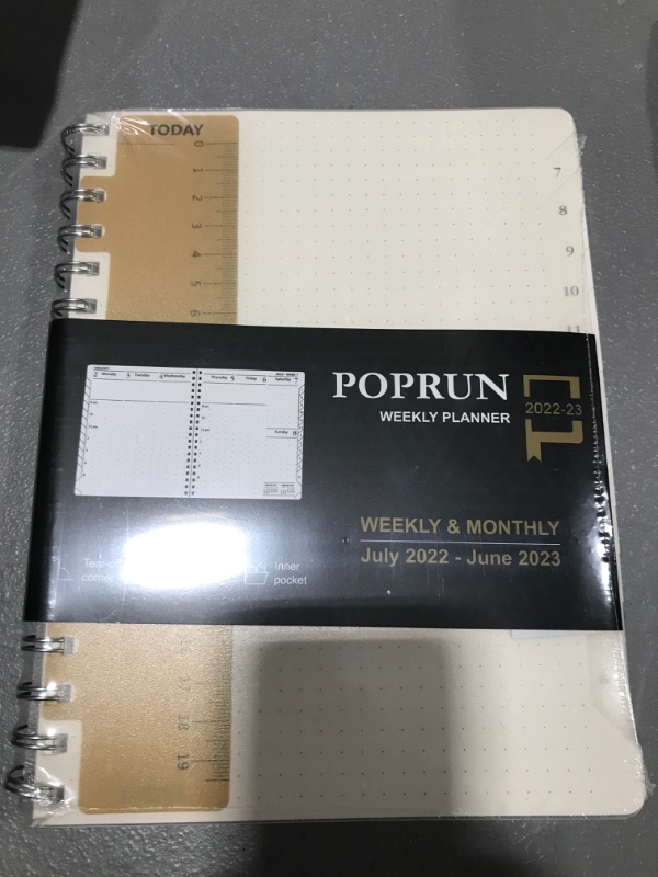 Photo 1 of Essentials Weekly Planner 2022-2023, POPRUN Daily Monthly Calendar Agenda 6.5'' x 8.5'', Vertical Academic Year July 2022 - June 2023 Simplified Bullet Dotted Journal with Transparent Plastic Cover