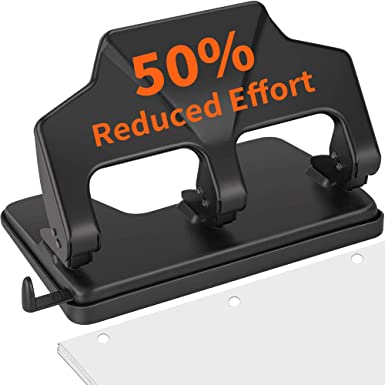 Photo 1 of 3 Hole Punch Heavy Duty, 40-Sheet Three Hole Punch, AFMAT Heavy Duty Hole Puncher 3 Ring, Large 3 Hole Adjustable Paper Punch, 50% Reduced Effort 3-Hole Punch, Metal Paper Puncher w/Large Chip Tray
