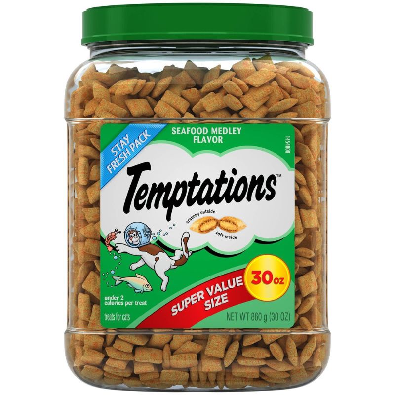 Photo 1 of 255074 30 Oz Temptations Seafood Medley Flavor Cat Treats
EXPIRES 08/2023