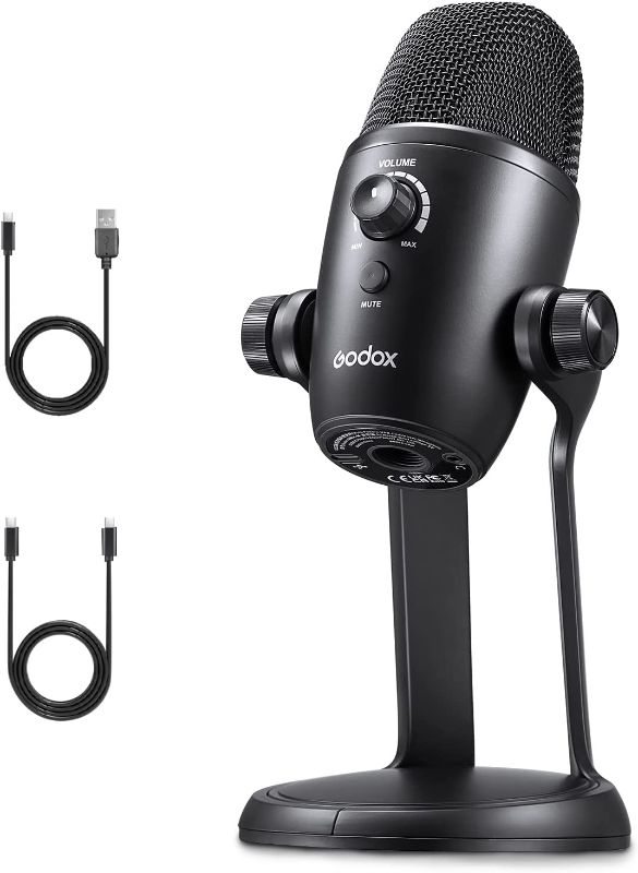 Photo 1 of Godox UMIC82 Multi-Pattern USB Condenser Microphone,4 Pickup Patterns,Tri-Capsule Array,Volume Control,Mute,Gain and Mode Control,Plug & Play,for Live Streaming, Recording,Interview
