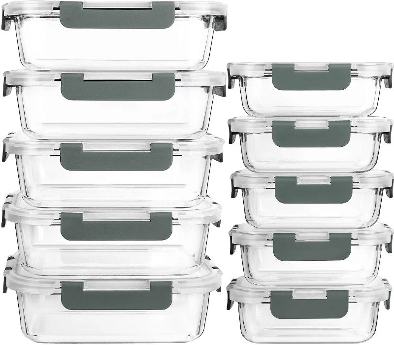 Photo 1 of [10-Pack]Glass Meal Prep Containers with Lids-MCIRCO Glass Food Storage Containers with Lifetime Lasting Snap Locking Lids, Airtight Lunch Containers, Microwave, Oven, Freezer and Dishwasher
