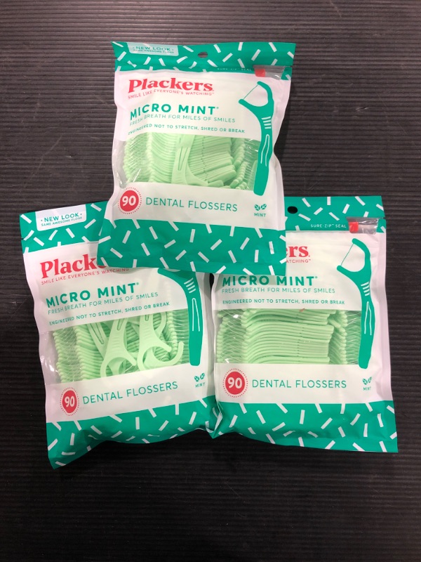Photo 2 of [3 Pack] Plackers Micro Mint Freshens Breath, Mint, 90 Count