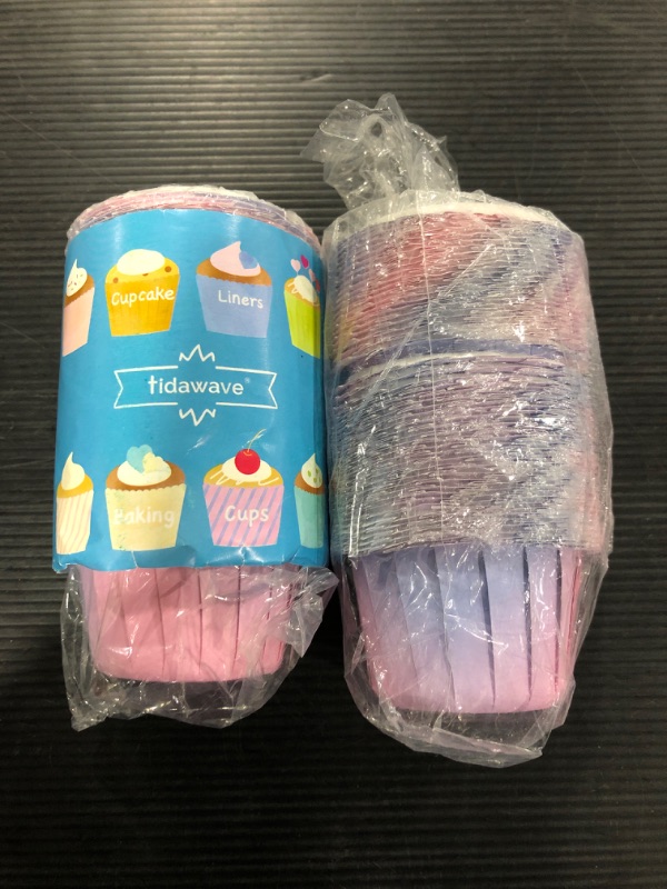 Photo 2 of [2 PACK] Tidawave Paper Baking Cups Mini Muffin Cupcake Liners Greaseproof Rolled Rim Cupcake Wrappers, 50pcs, Ombre Purple Color