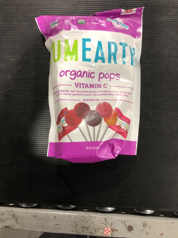 Photo 2 of YumEarth Organic Fruit Flavored Vitamin C Pops Variety Pack, 40 Lollipops, Allergy Friendly, Gluten Free, Non-GMO, Vegan, No Artificial Flavors or Dyes Vitamin C Pops 40 Count (Pack of 1)