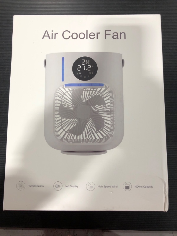 Photo 2 of Portable Air Conditioner Fan, Air Cooler Portable Desktop Air Conditioner with LED Display, 1000ml Capacity with 7 Colors Light,3 Speeds