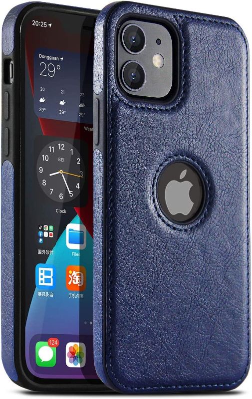 Photo 1 of PU Leather for iPhone 12 Pro Max,Phone Case Luxury Business Leather Stitching Case Cover(Blue, iPhone 12 Pro Max)