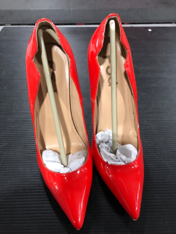 Photo 2 of [Size 8] FSJ Women Classic Pointed Toe High Heels Sexy Stiletto Pumps Office Lady Casual Dress Party Prom Shoes- Red