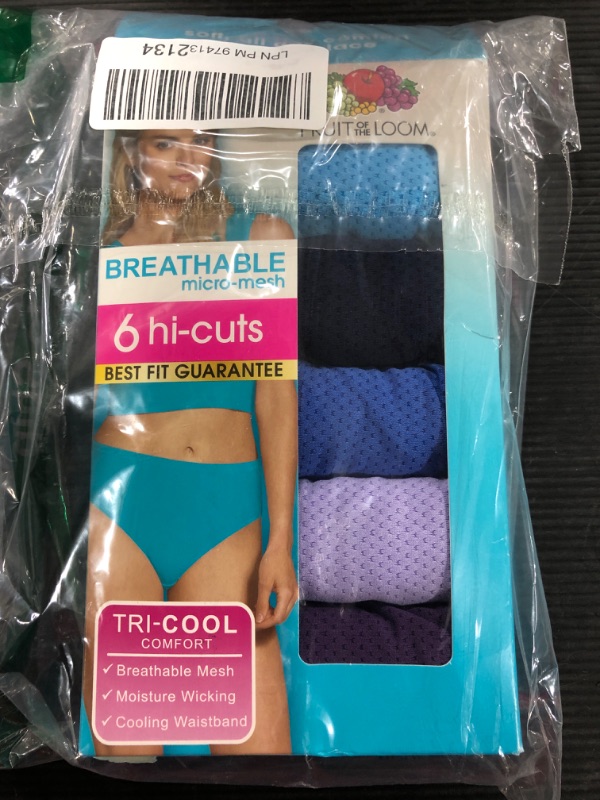 Photo 2 of [Size 10] Fruit of the Loom Women's Breathable Underwear (Regular & Plus Size) Regular 10 Hi Cut - Micro Mesh - 6 Pack Assorted Colors