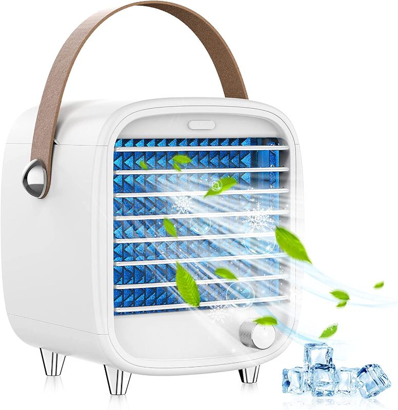 Photo 1 of SmartDevil Portable Air Cooler, Small USB Air Conditioner Fan with Night Light, Built-in Ice Tray, 90° Oscillation