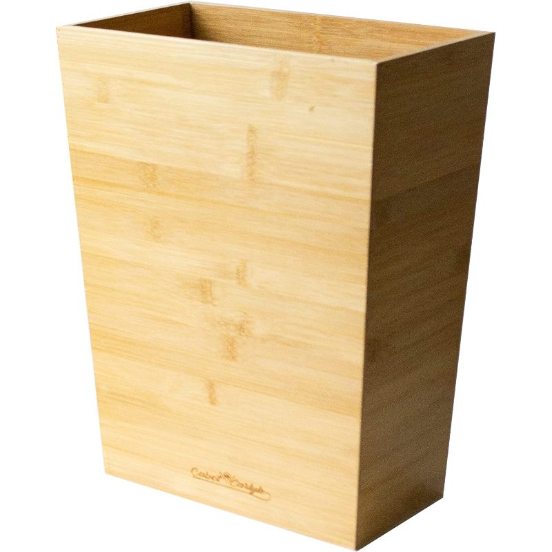 Photo 1 of Bamboo Waste Basket | Waste Basket for Bathroom | Waste Basket for Office  Bamboo Decor (1, 12" x 6.5" x 15.3") 