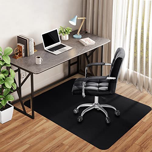 Photo 1 of Office Chair Mat for Hard Wood Floors-47×36", Computer Gaming Rolling Chair Mat Heavy Duty Tile Floor Protector Black PVC Floor Mats for Home and Office, Anti-Slip, Non-Toxic, Easy to Clean https://a.co/d/eUybKSf