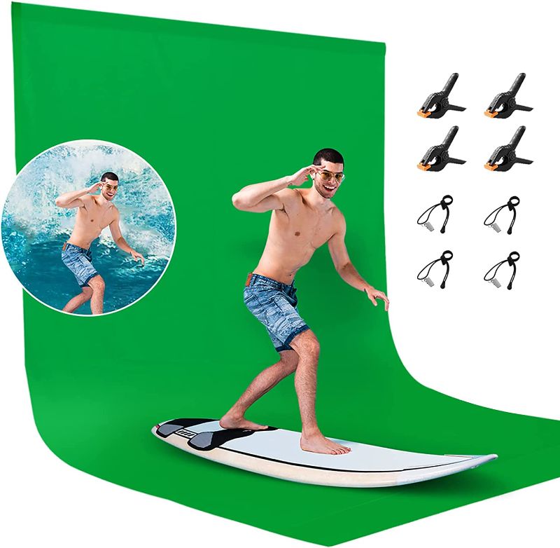 Photo 1 of 10x20ft Green Screen Backdrop for Photography, CPLIRIS Chromakey Large Green Screen Pure Polyester Collapsible Green Fabric with 3 Spring Clamps for Photoshoot, Game Live Steaming?Video Conference
