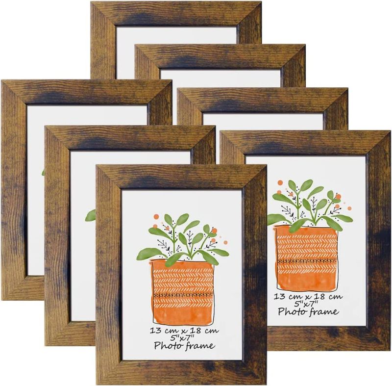 Photo 1 of 5x7 Frame Rustic Picture Frames Fits 5 by 7 Inch Photo Wall Tabletop Display, 7 Pack
