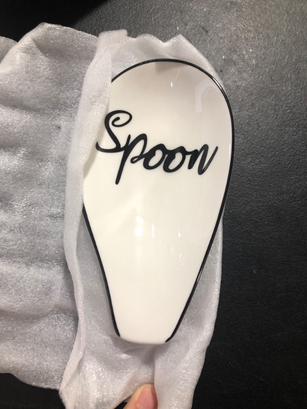 Photo 2 of 2 Pack Ceramic Coffee Spoon Holder for Coffee Station Decor, Farmhouse Spoon Rests for Coffee Bar Accessories, Teaspoon Rest for Stove Top Countertop
