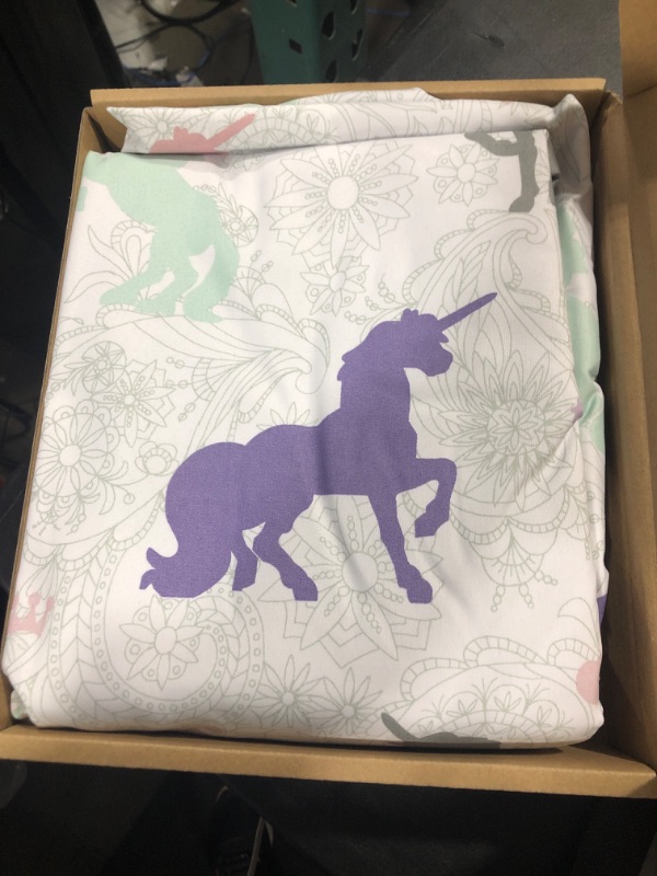 Photo 2 of Amazon Basics Soft, Easy Wash, Lightweight Microfiber Kids Duvet Cover Set (Duvet Insert Sold Separately) - Twin/TwinXL, Purple Unicorns Purple Unicorns Twin/TwinXL