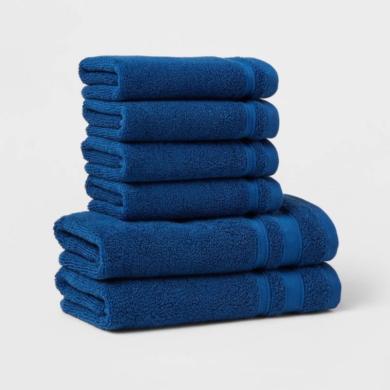 Photo 1 of 6pc Performance Bath Towel Set Blue - Threshold 16x28 and 13x13