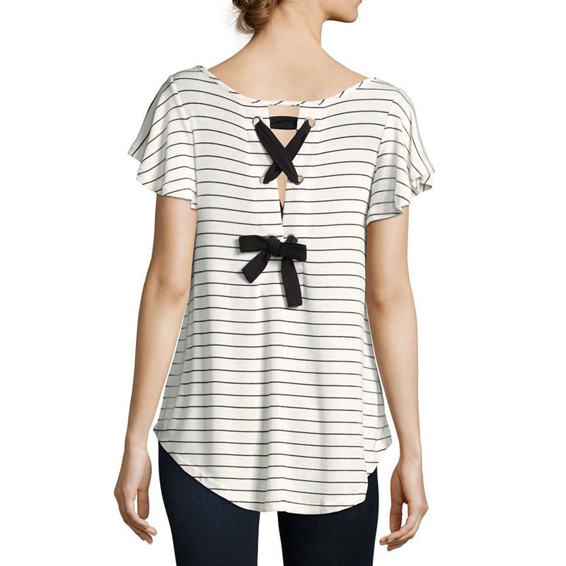 Photo 1 of A.n.a Short Sleeve Scoop Neck Stripe T-Shirt-Womens