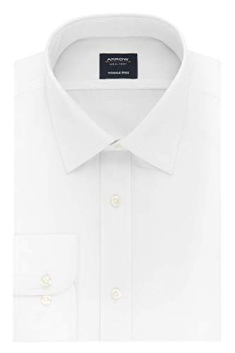 Photo 1 of Arrow 1851 Men's Dress Shirt Poplin (Available in Regular, Extreme Slim Fits), White, 18"-18.5" Neck 36"-37" Sleeve