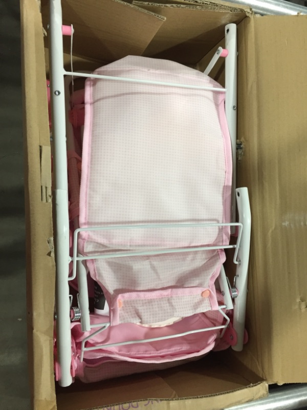 Photo 2 of Badger Basket Double Doll Stroller - Pink & White Gingham