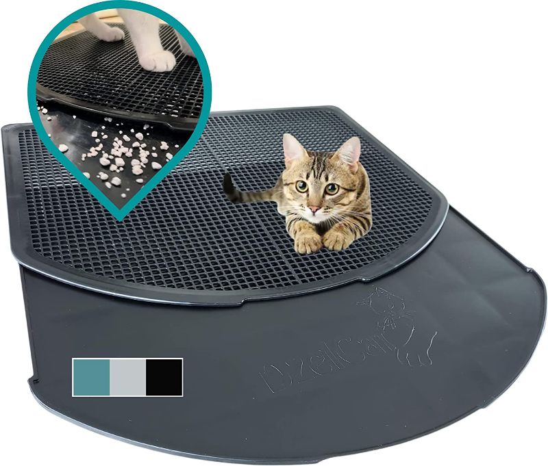 Photo 1 of (( 5 pcs ))DzelCat SpreadZtrap Cat Litter Mat - Unique Disinfectable Plastic Litter Catcher Tray for Cats & Dogs - Waterproof Large Trapping Box Mat, Easy to Clean, Urine-Proof, Scatter Control, Food Mat 16"X19"
