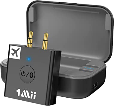 Photo 1 of 1Mii Bluetooth 5.3 Audio Transmitter for Airplane to Headphones with Portable Charging Case, Share aptX Low Latency/HD/Adaptive Audio to Any 3.5mm Aux Jack on Airline or in Gym
