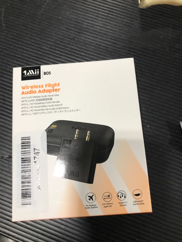 Photo 2 of 1Mii Bluetooth 5.3 Audio Transmitter for Airplane to Headphones with Portable Charging Case, Share aptX Low Latency/HD/Adaptive Audio to Any 3.5mm Aux Jack on Airline or in Gym
