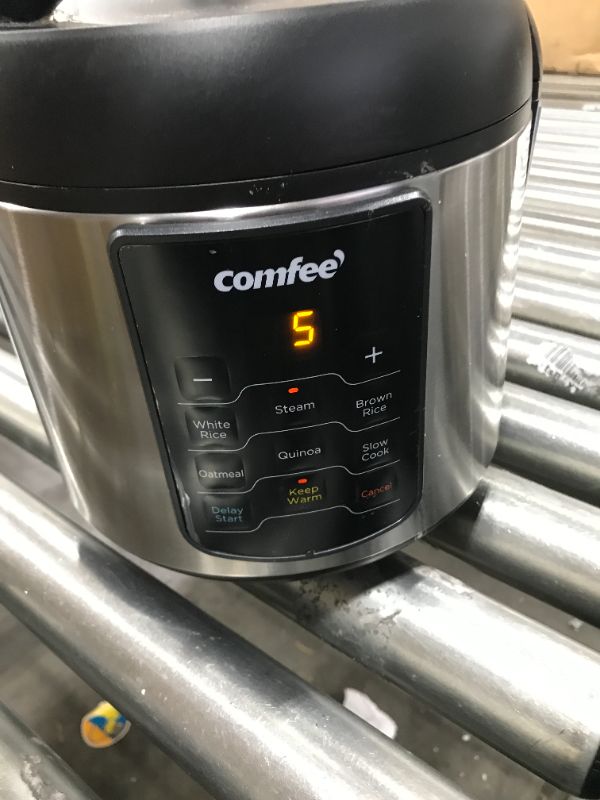 Photo 4 of COMFEE' Rice Cooker, 6-in-1 Stainless Steel Multi Cooker, Slow Cooker, Steamer, Saute, and Warmer, 2 QT, 8 Cups Cooked(4 Cups Uncooked), Brown Rice, Quinoa and Oatmeal, 6 One-Touch Programs 8-cup cooked/4-cup uncooked