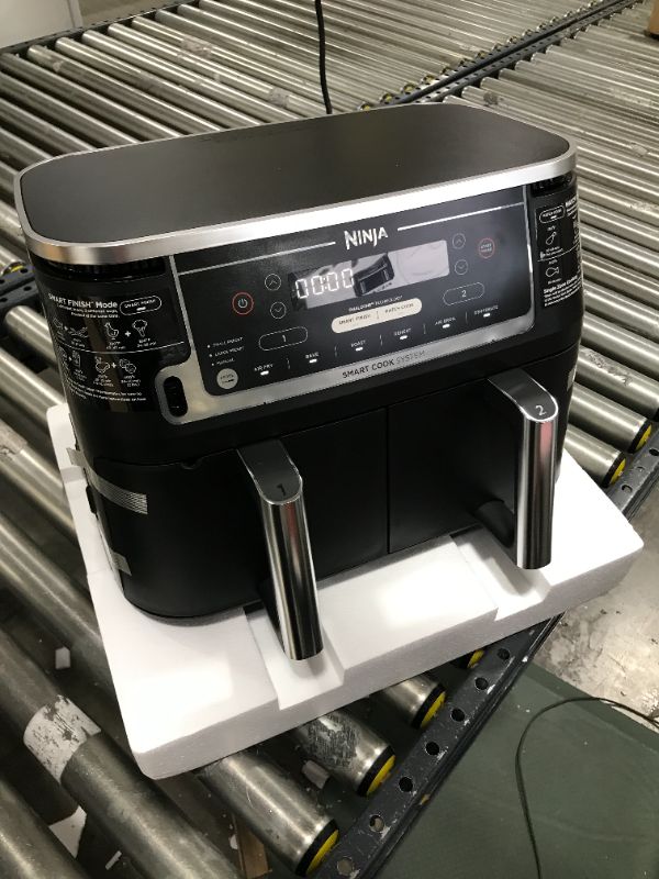 Photo 2 of Ninja DZ550 Foodi 10 Quart 6-in-1 DualZone Smart XL Air Fryer with 2 Independent Baskets, Smart Cook Thermometer for Perfect Doneness, Match Cook & Smart Finish to Roast, Dehydrate & More, Grey