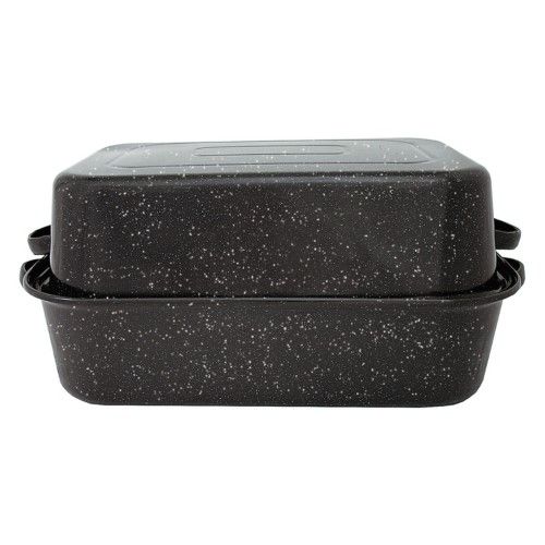 Photo 1 of 2 PACK Granite Ware Porcelain Enamel Covered Roaster 25 Lb Black
